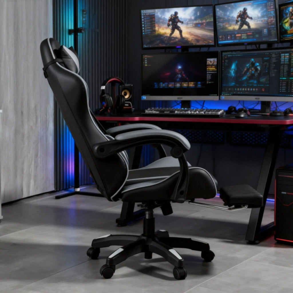 Massage Office Chair Gaming Computer Desk Swivel Recliner Chair Leather Footrest