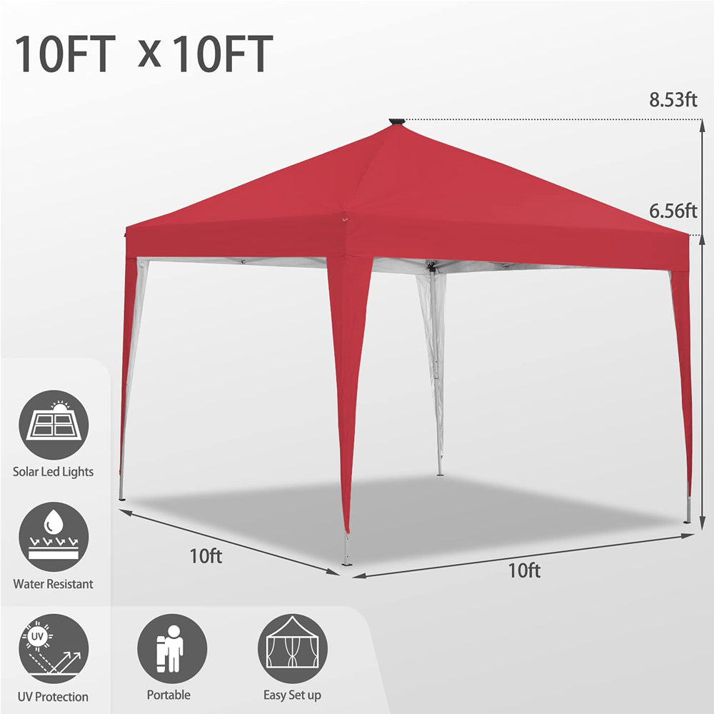 Ainfox 10 x 10 ft Pop-Up Canopy Tent Solar Power Led Light