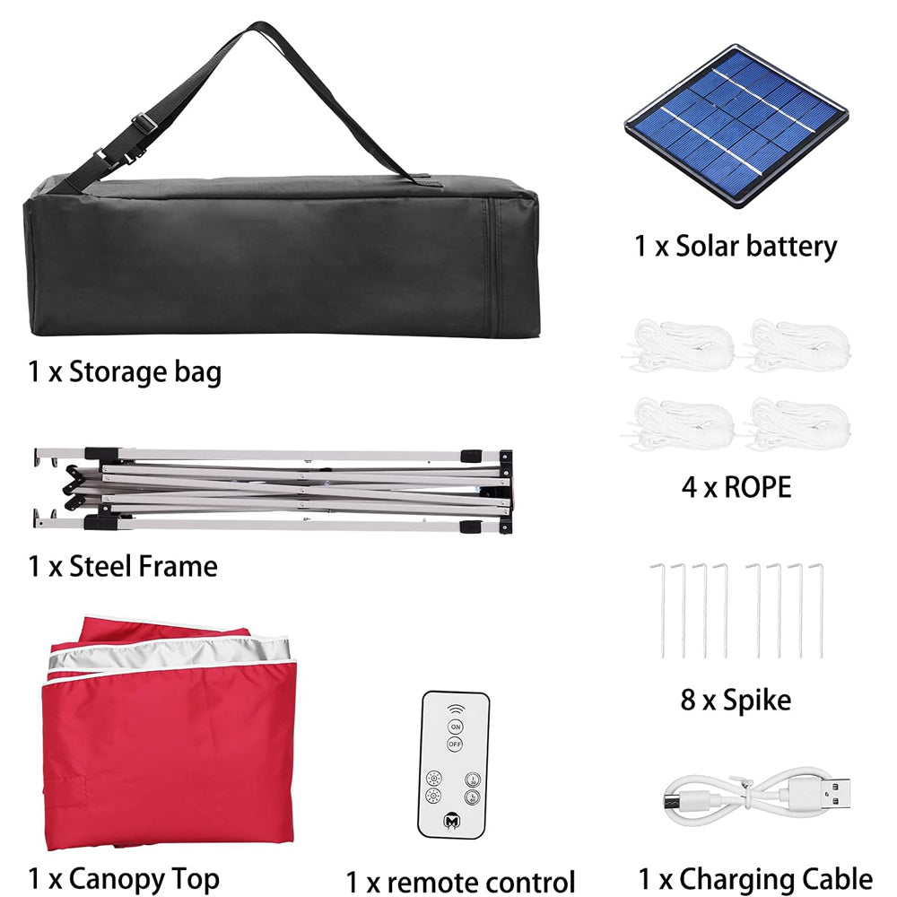 Ainfox 10 x 10 ft Pop-Up Canopy Tent Solar Power Led Light