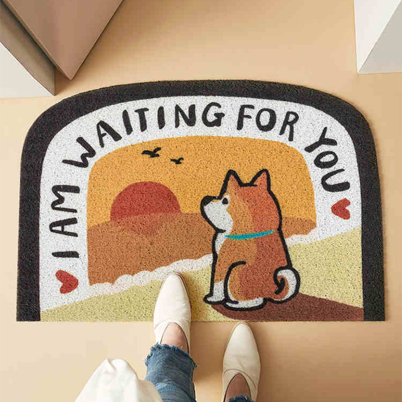 Cartoon Shiba Inu Dog Floor Mat