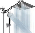 Shower Head Combo, 8 Inch High Pressure Rain With 11 Inch Adjustable Extension Arm And 5 Settings Handheld, Powerful Spray Against Low Water Pressure- Matte Black