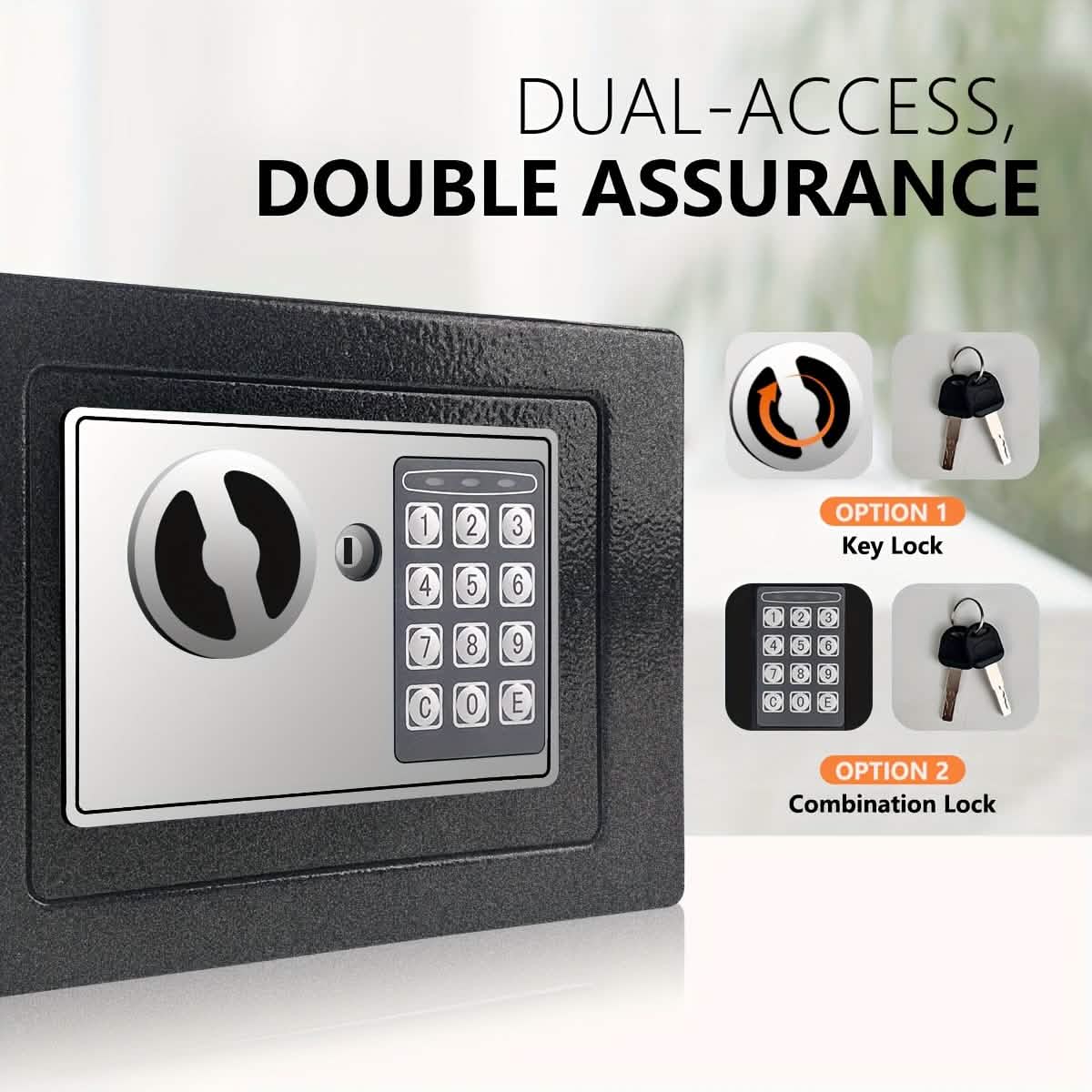 Fireproof Digital Home Safe with Keypad, Money Bag