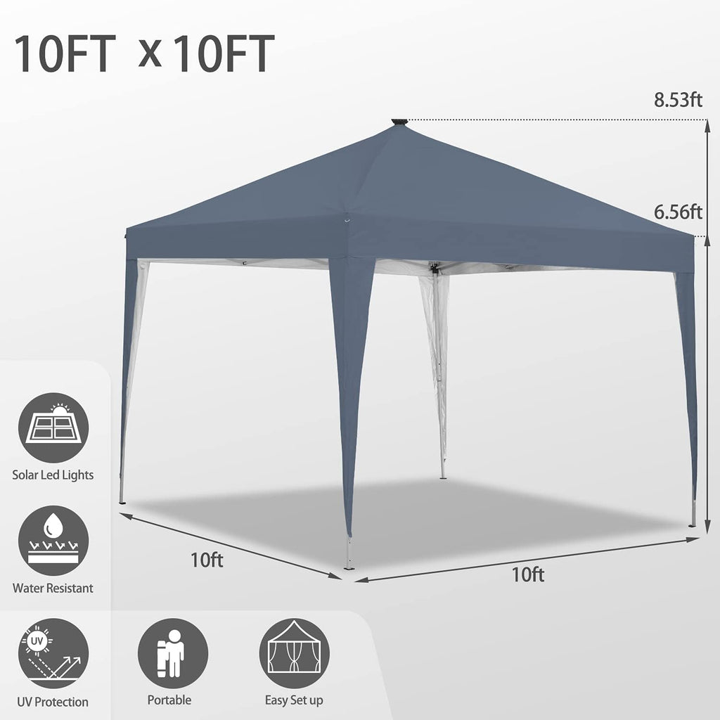 Ainfox 10 x 10 ft Pop-Up Canopy Tent Solar Power Led Light