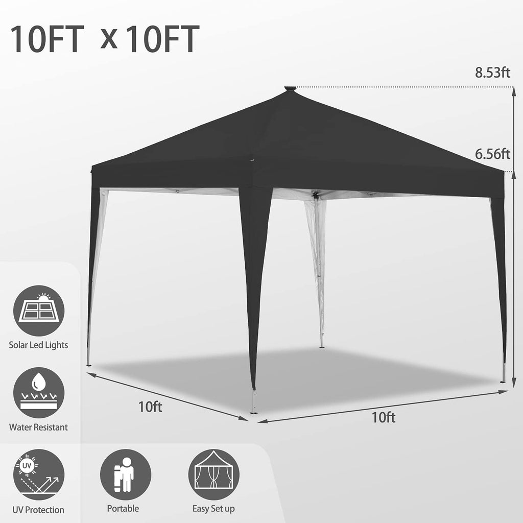Ainfox 10 x 10 ft Pop-Up Canopy Tent Solar Power Led Light