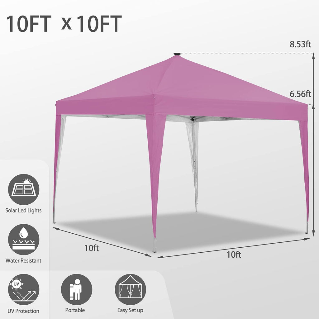 Ainfox 10 x 10 ft Pop-Up Canopy Tent Solar Power Led Light