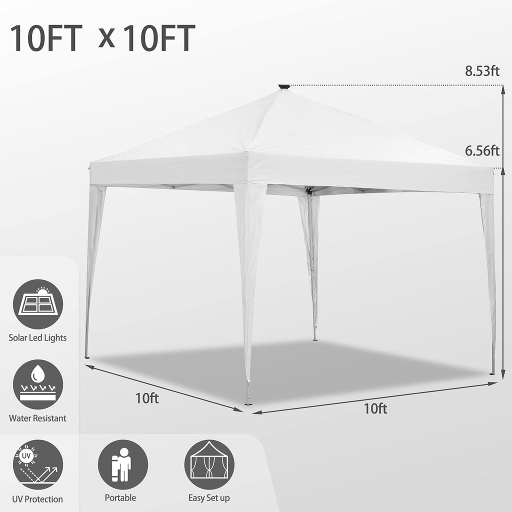 Ainfox 10 x 10 ft Pop-Up Canopy Tent Solar Power Led Light