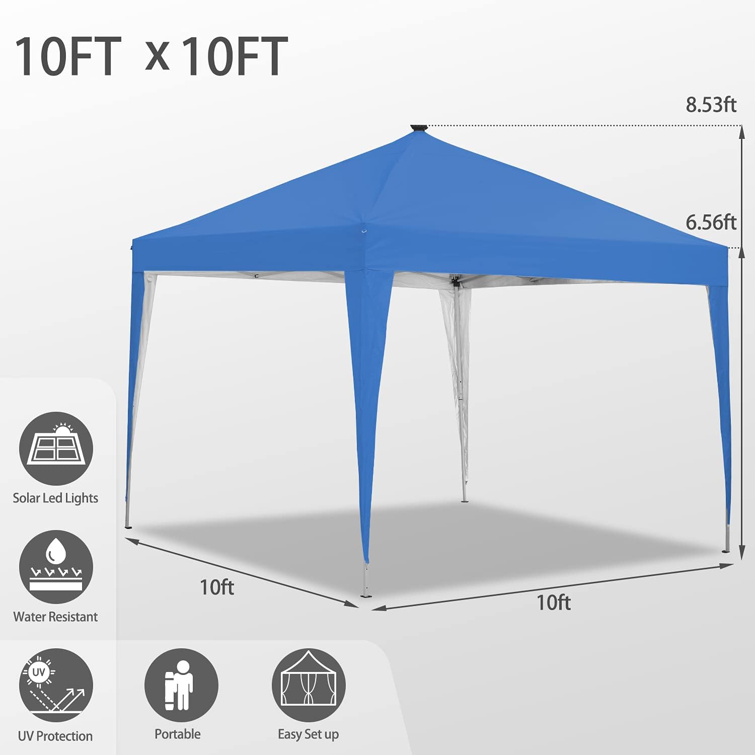 Ainfox 10 x 10 ft Pop-Up Canopy Tent Solar Power Led Light