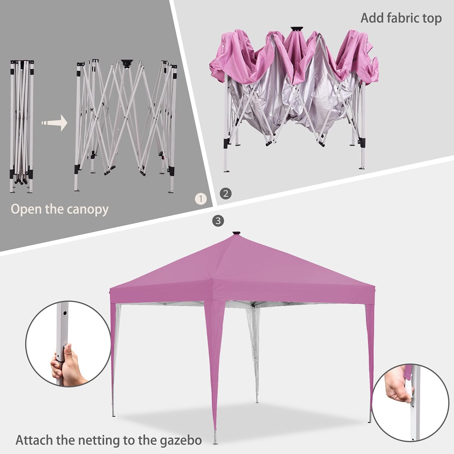 Ainfox 10 x 10 ft Pop-Up Canopy Tent Solar Power Led Light