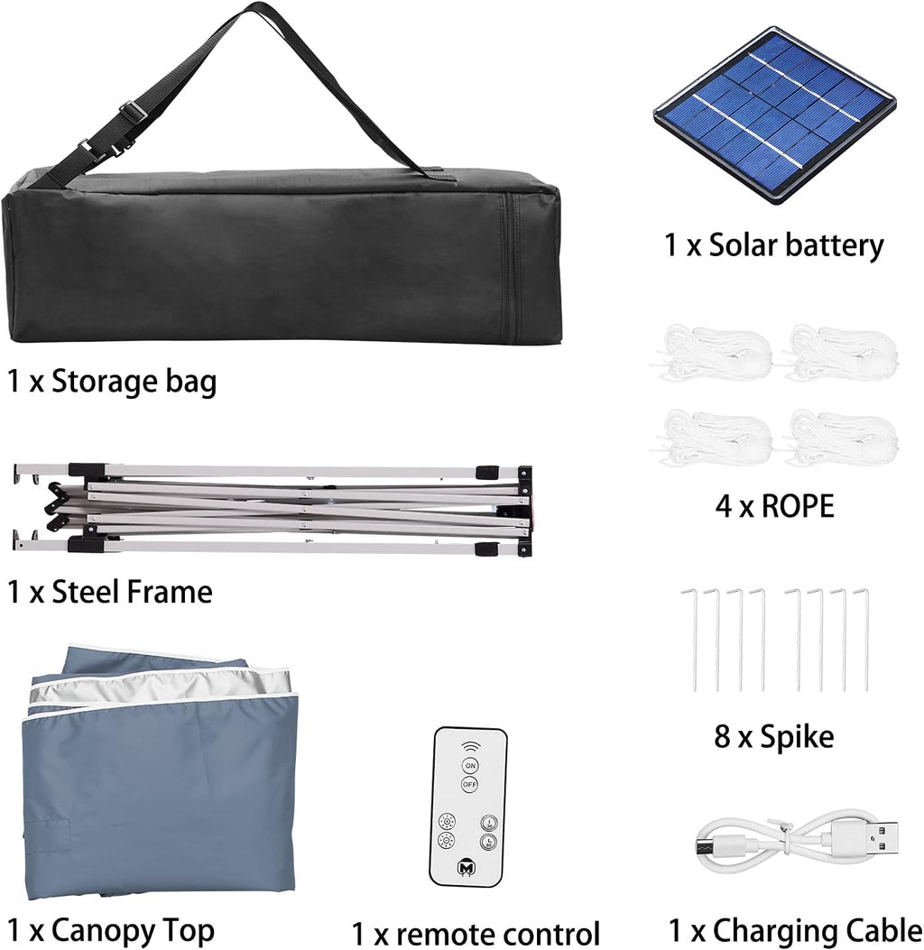 Ainfox 10 x 10 ft Pop-Up Canopy Tent Solar Power Led Light