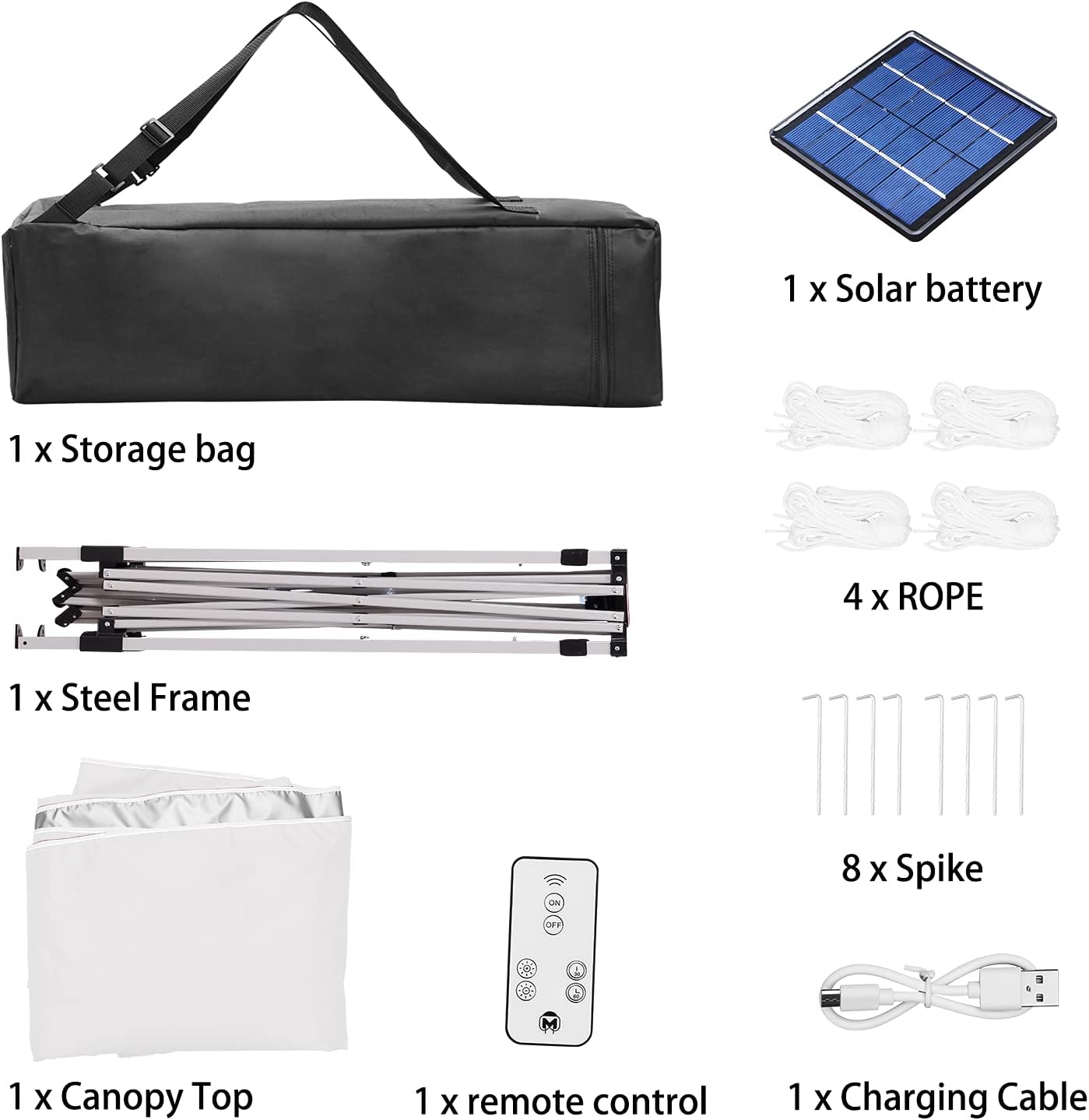 Ainfox 10 x 10 ft Pop-Up Canopy Tent Solar Power Led Light