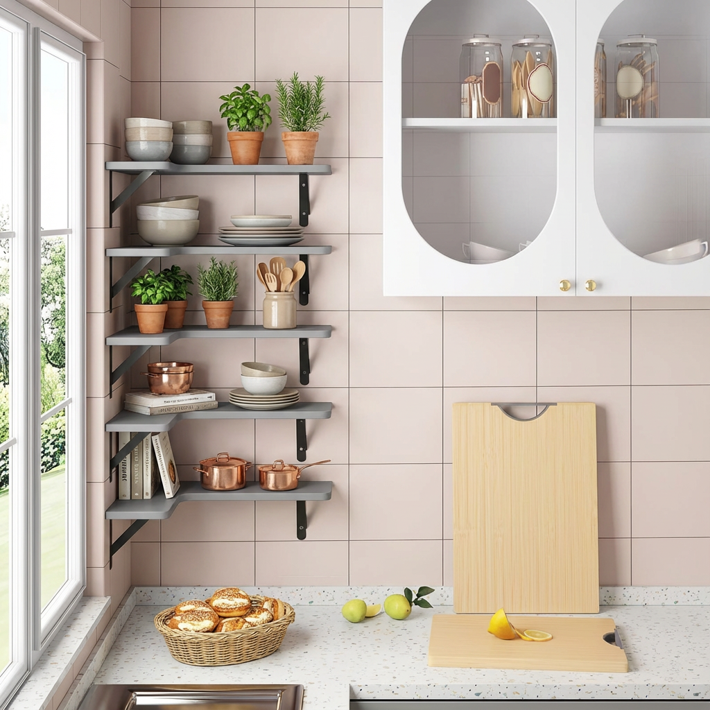 Rustic Corner Floating Shelves Set of 5
