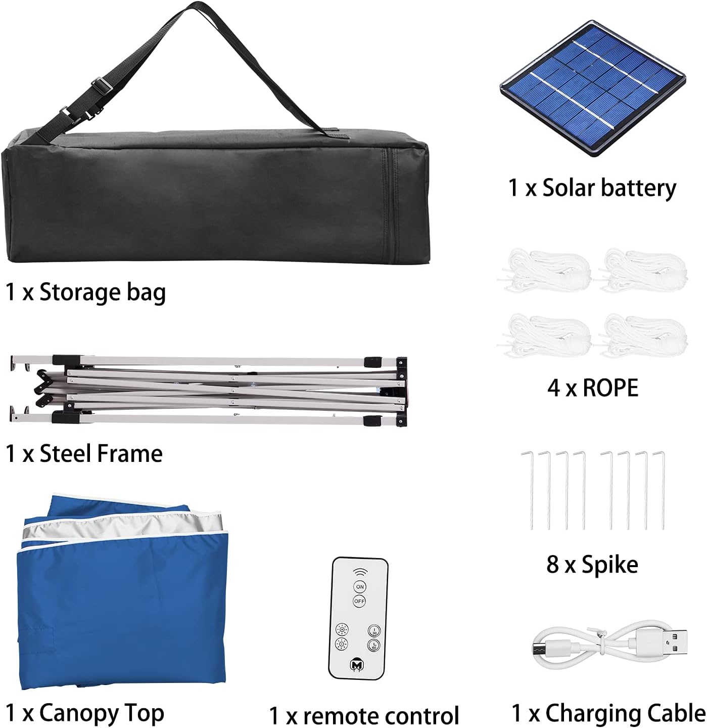 Ainfox 10 x 10 ft Pop-Up Canopy Tent Solar Power Led Light