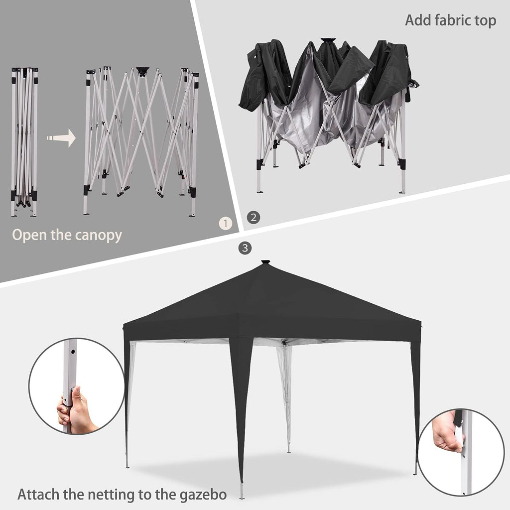 Ainfox 10 x 10 ft Pop-Up Canopy Tent Solar Power Led Light