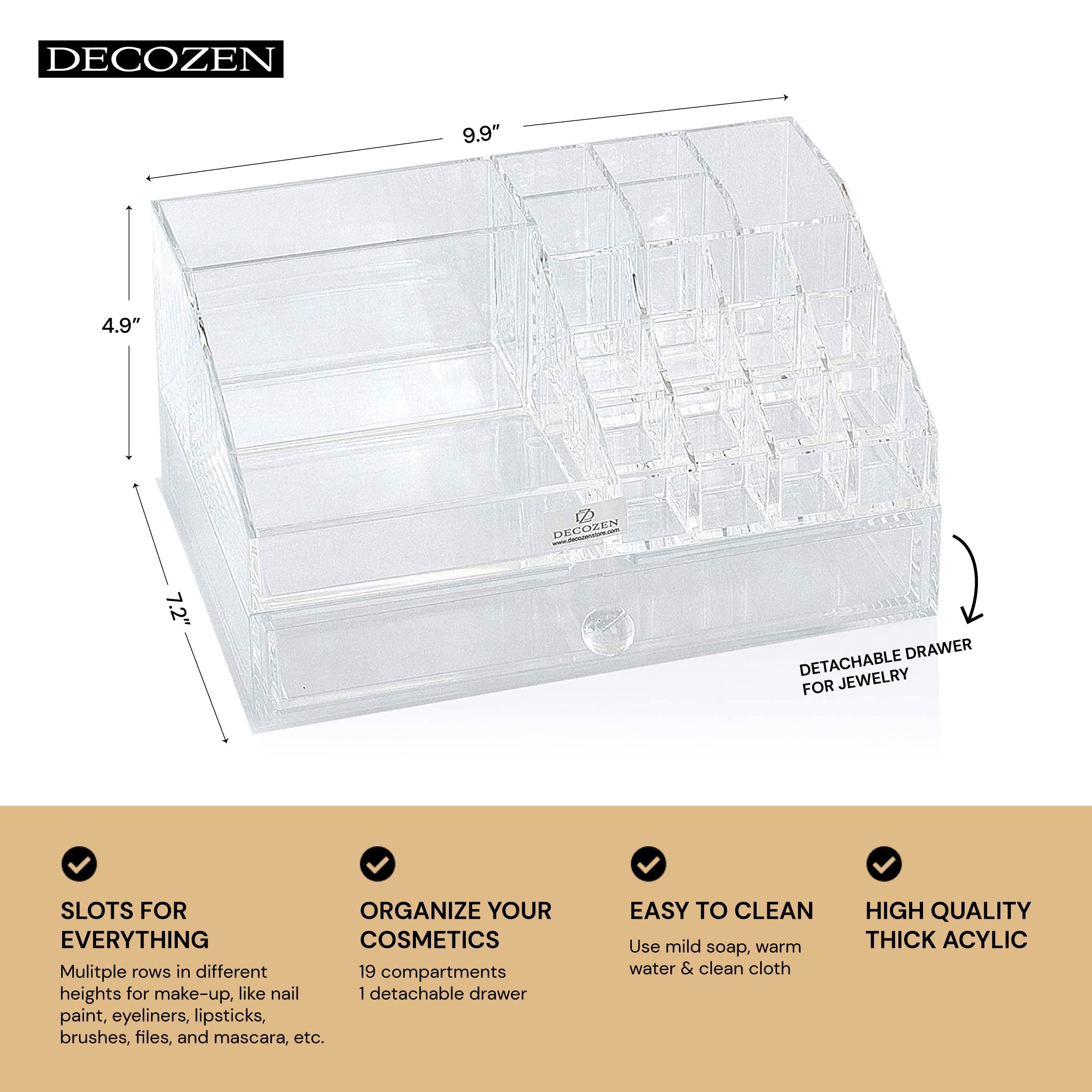 Clear Makeup Organizers Gift for Mom - 19 Slots and 1 Drawer
