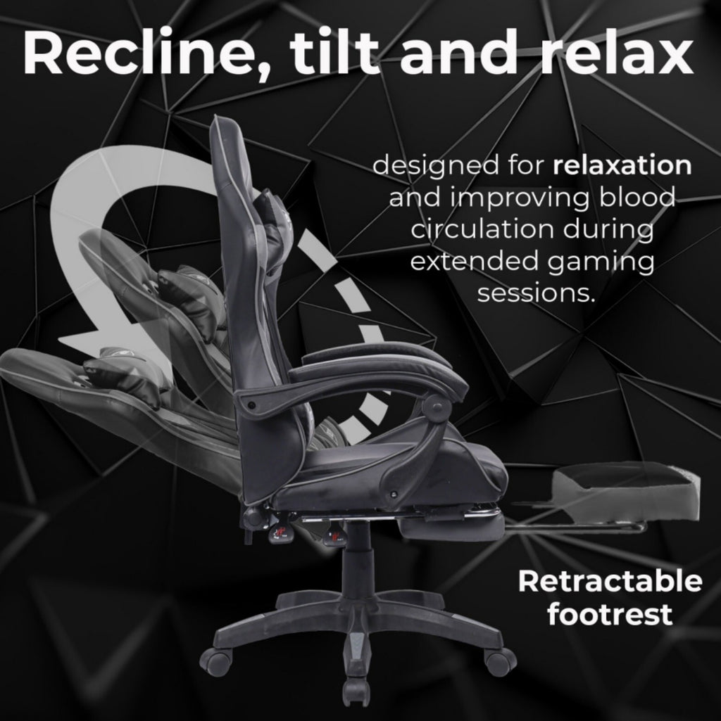 Massage Office Chair Gaming Computer Desk Swivel Recliner Chair Leather Footrest