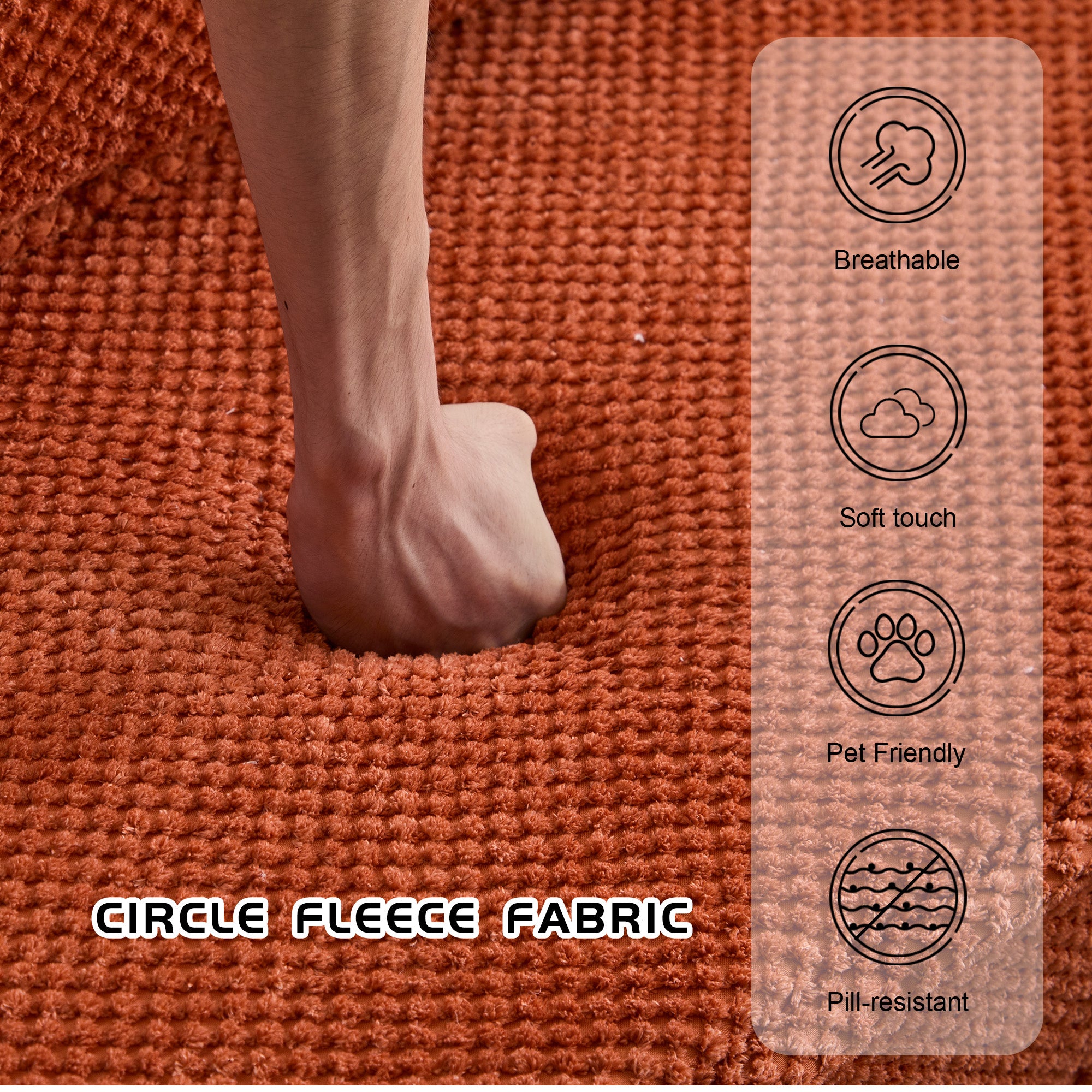 Compression Mahjong Sofa,Convertible Floor Sofa Bed,DIY Boneless Modular Sectional Sofa,No Assembly Required,Circle Fleece Fabric,Modern Oversized Loveseat,Orange