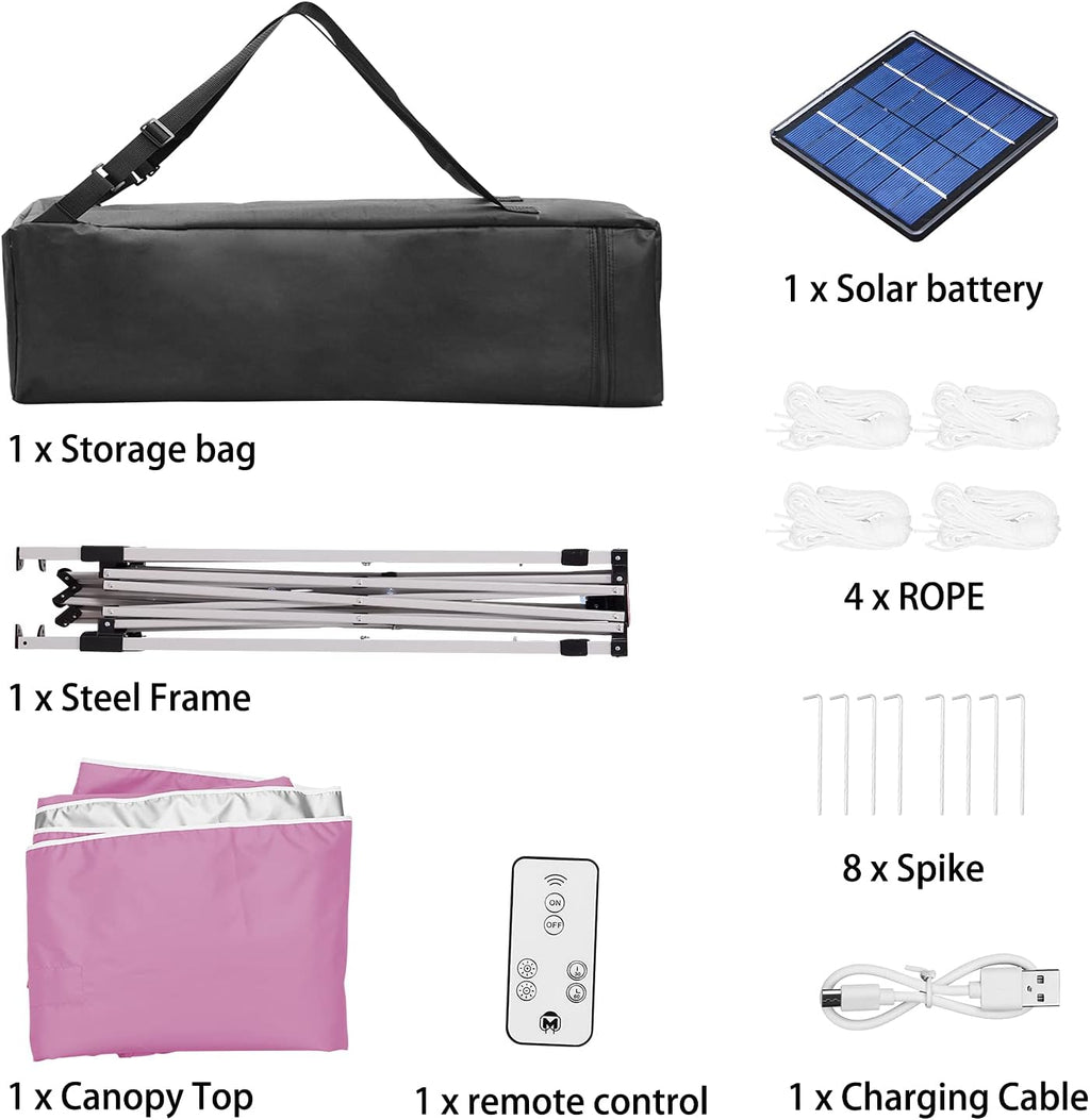 Ainfox 10 x 10 ft Pop-Up Canopy Tent Solar Power Led Light