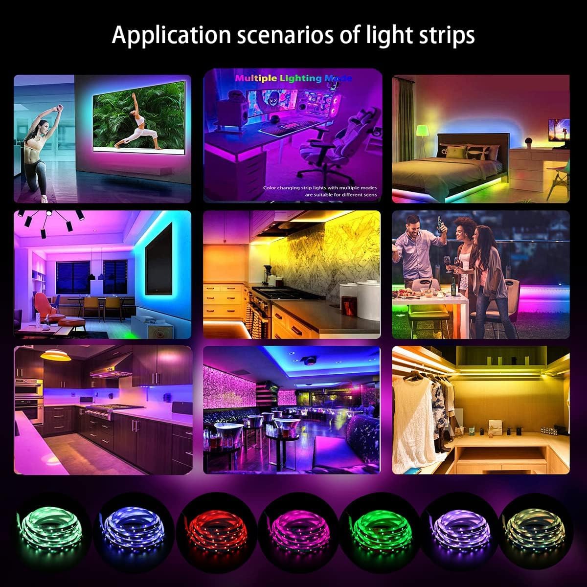 Strip Lights 16.4Ft Led Lights For Bedroom,Tv Backlight, Party,Gaming Room, Home