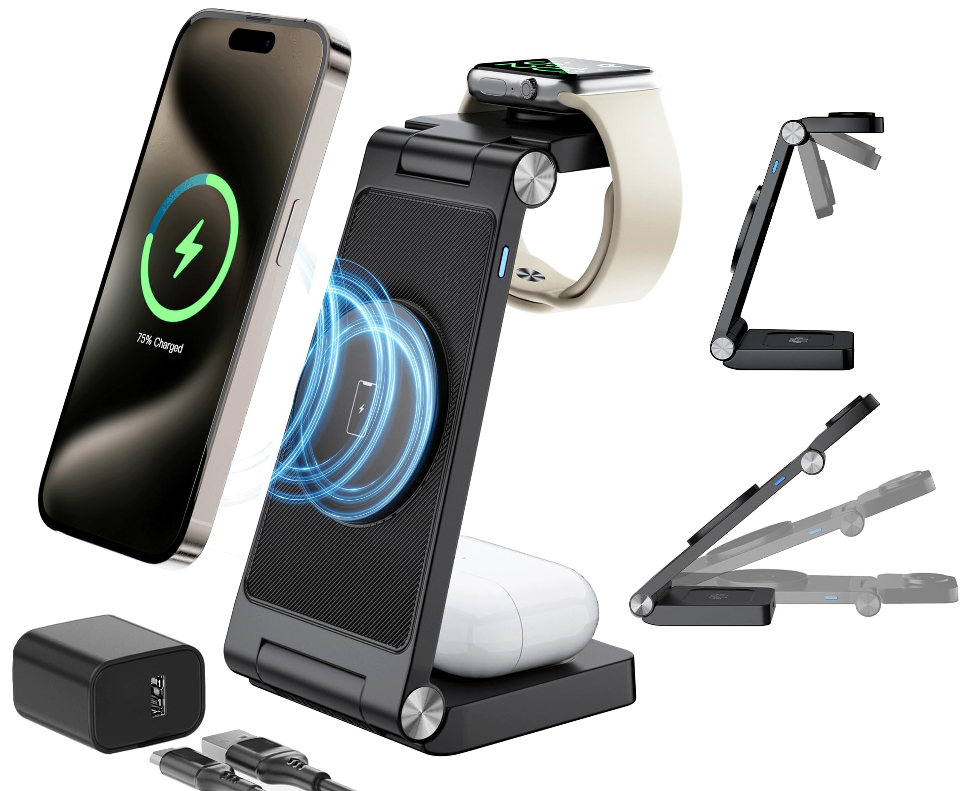 Station, 3 in 1 Fast Max Charging for Smartphone,Watch,TWS - S
