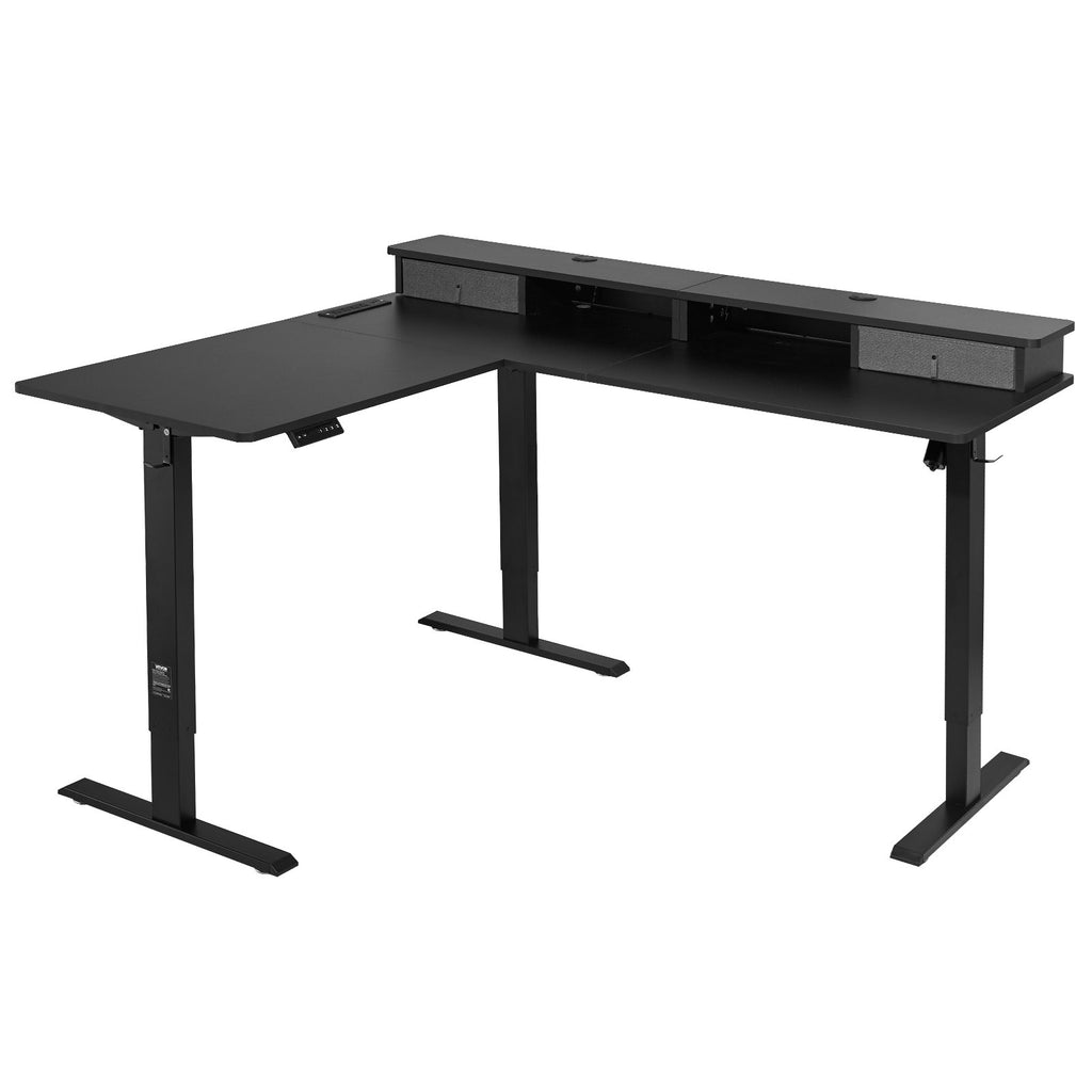L Shaped Desk Electric Adjustable Height Corner Gaming Desk W/ Light Strip