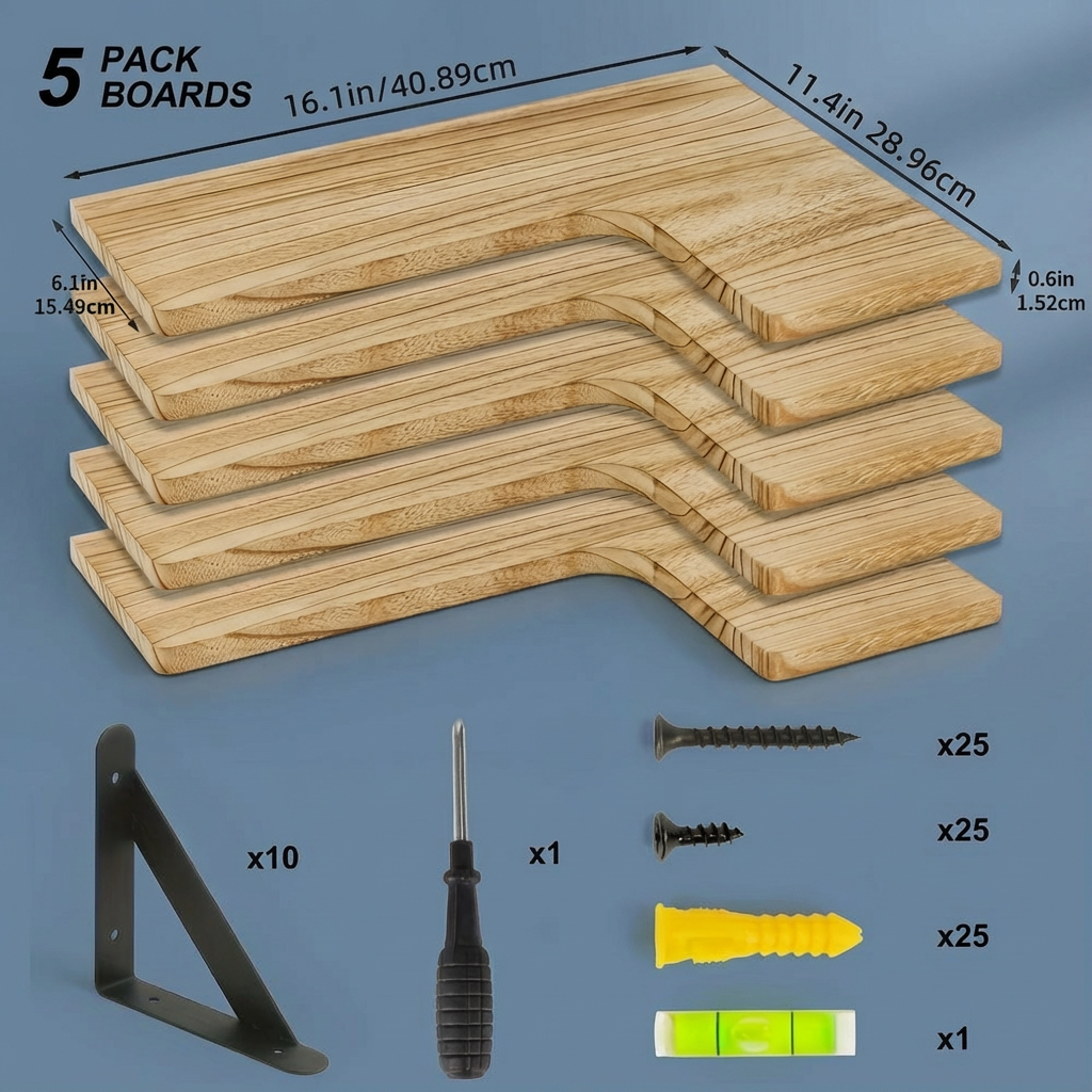 Rustic Corner Floating Shelves Set of 5
