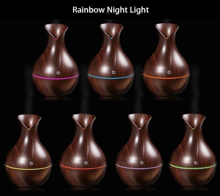 Essential Oil Diffuser 130ml Wood Grain Vase-Shaped