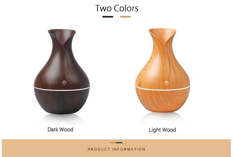 Essential Oil Diffuser 130ml Wood Grain Vase-Shaped