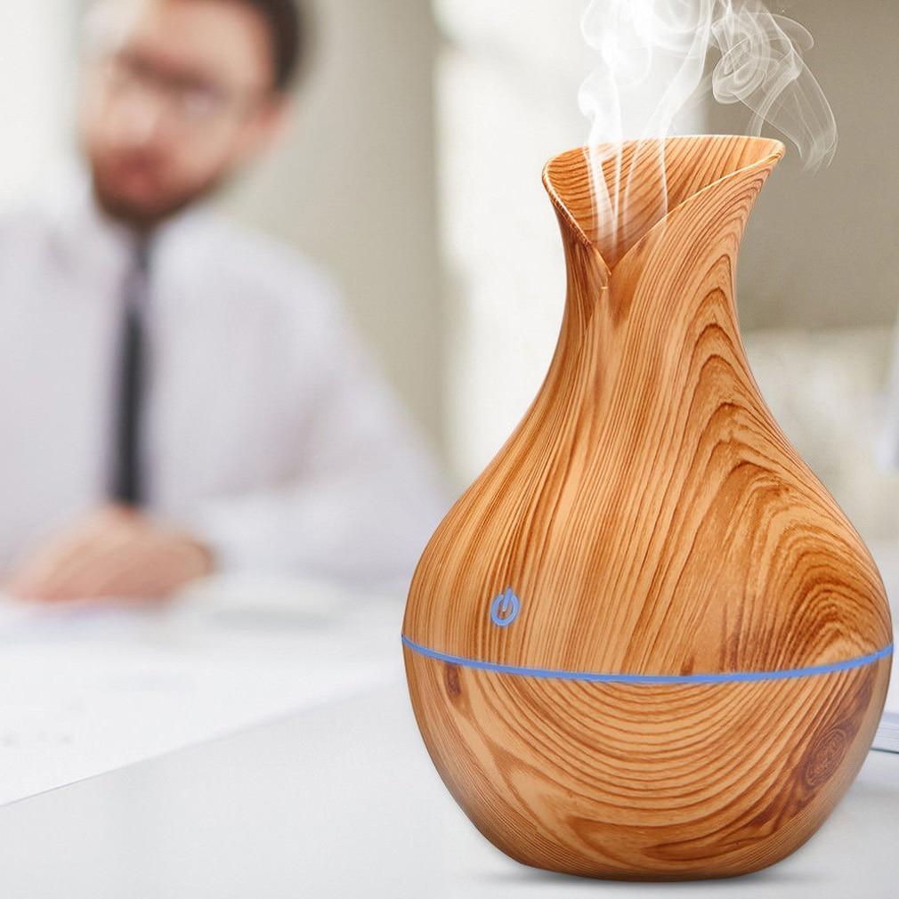 Essential Oil Diffuser 130ml Wood Grain Vase-Shaped
