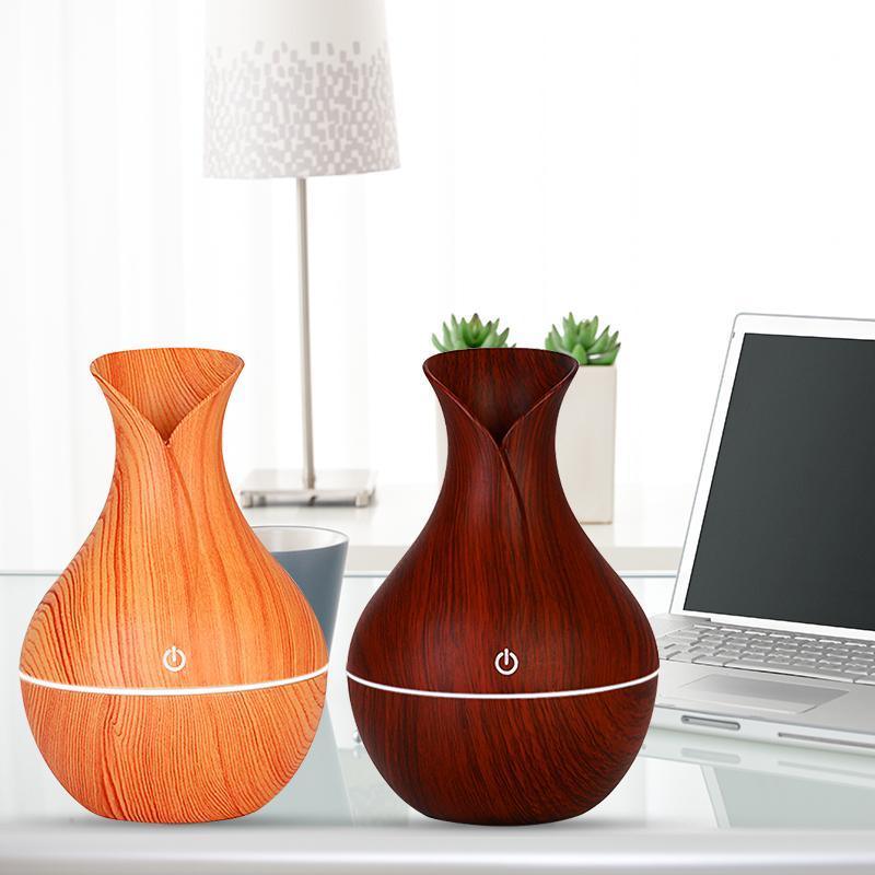 Essential Oil Diffuser 130ml Wood Grain Vase-Shaped