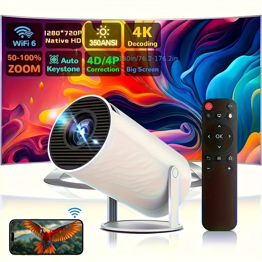 NNETM HY300 Pro Mini Smart Projector – WiFi 6, Android 11, 4K Support Portable Projector