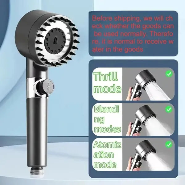 3-level Adjustable Handheld Shower Head, High-pressure Water Flow In Multiple Modes, 5 Filters, Suitable For Powerful Washing Of Hard Water, Wall-mounted Design To Enhance Bathroom Experience