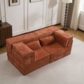 Compression Mahjong Sofa,Convertible Floor Sofa Bed,DIY Boneless Modular Sectional Sofa,No Assembly Required,Circle Fleece Fabric,Modern Oversized Loveseat,Orange