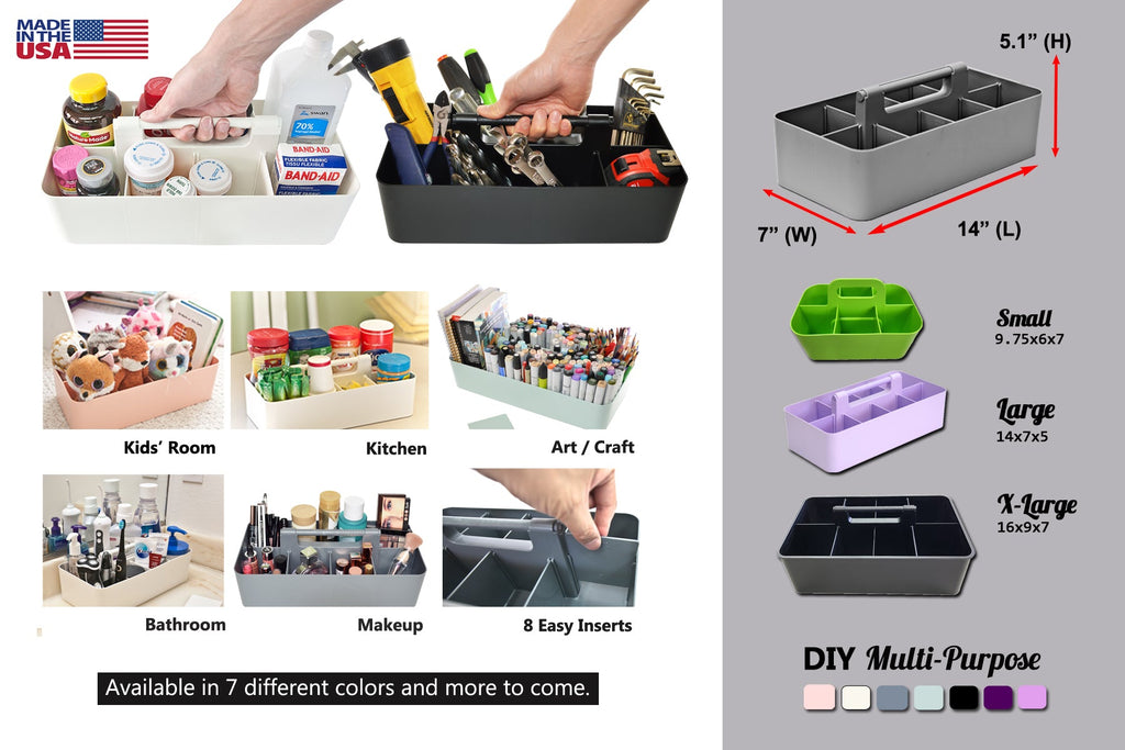 Stackable Portable Plastic Caddy with Handle