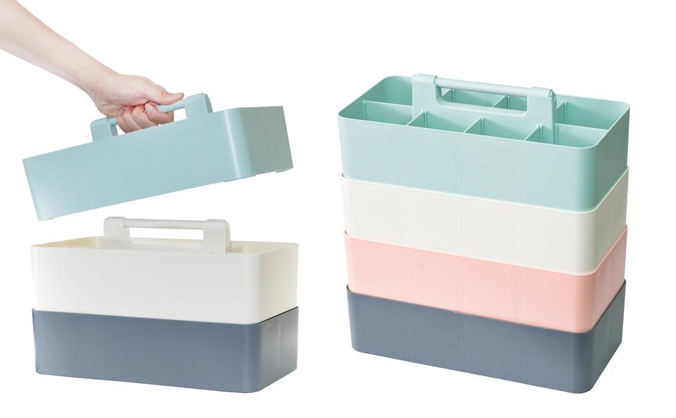 Stackable Portable Plastic Caddy with Handle