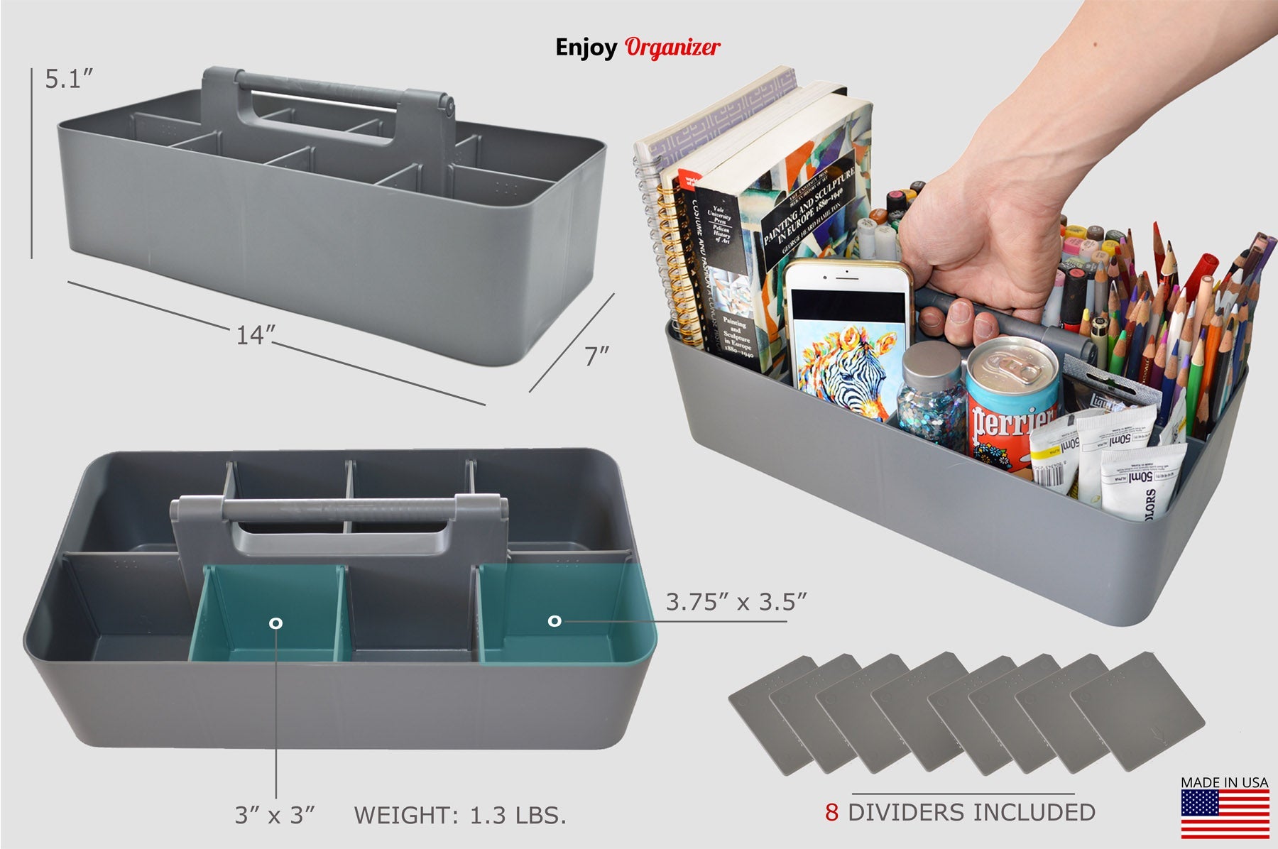 Stackable Portable Plastic Caddy with Handle