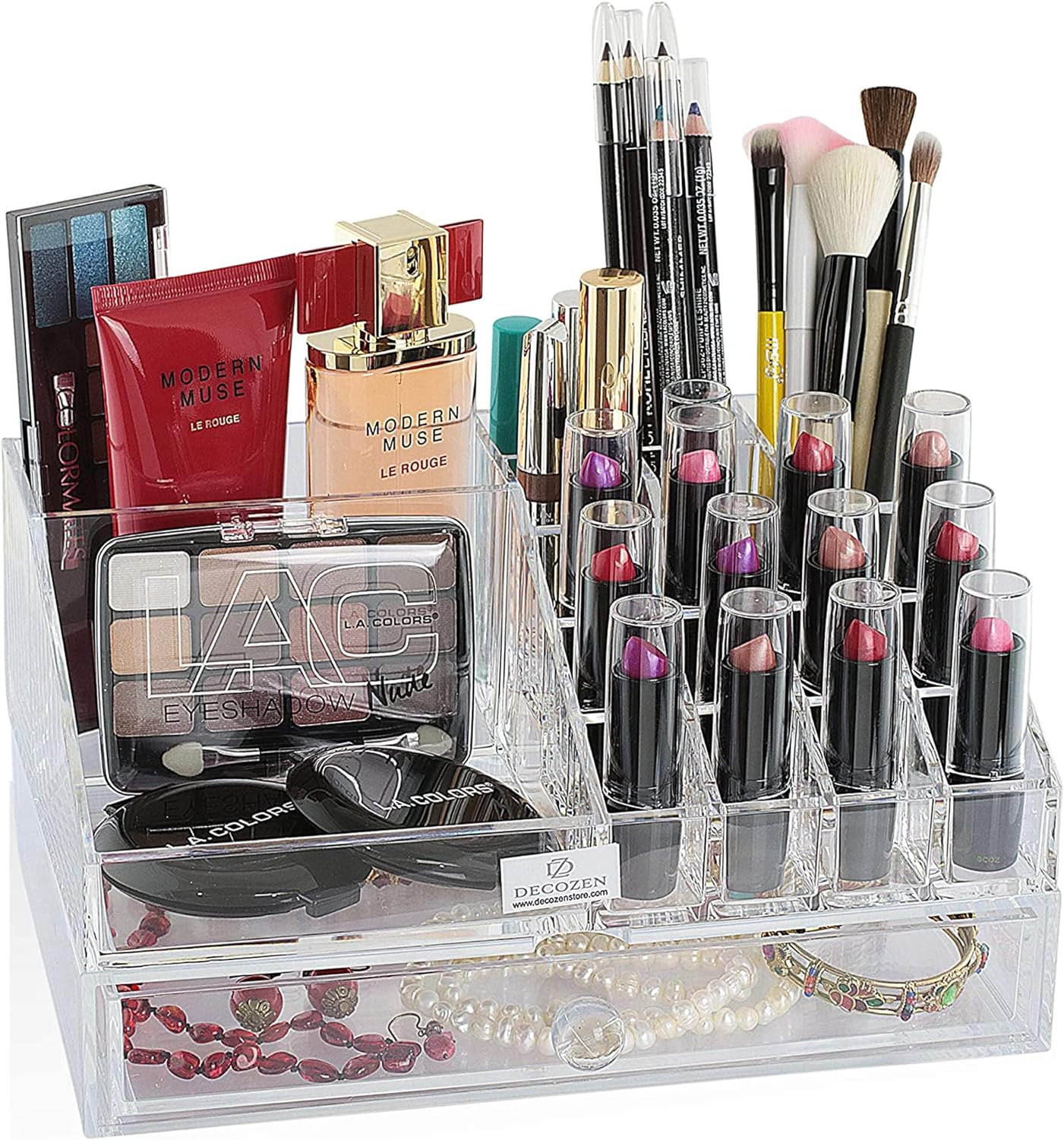 Clear Makeup Organizers Gift for Mom - 19 Slots and 1 Drawer