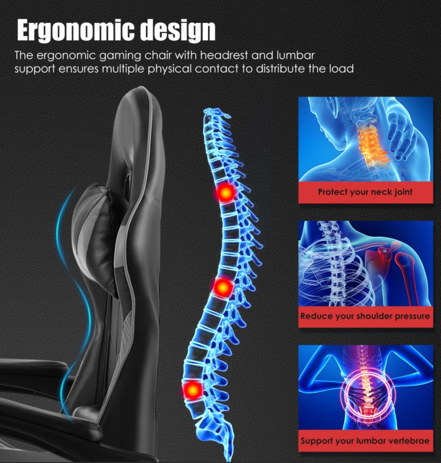 Massage Office Chair Gaming Computer Desk Swivel Recliner Chair Leather Footrest