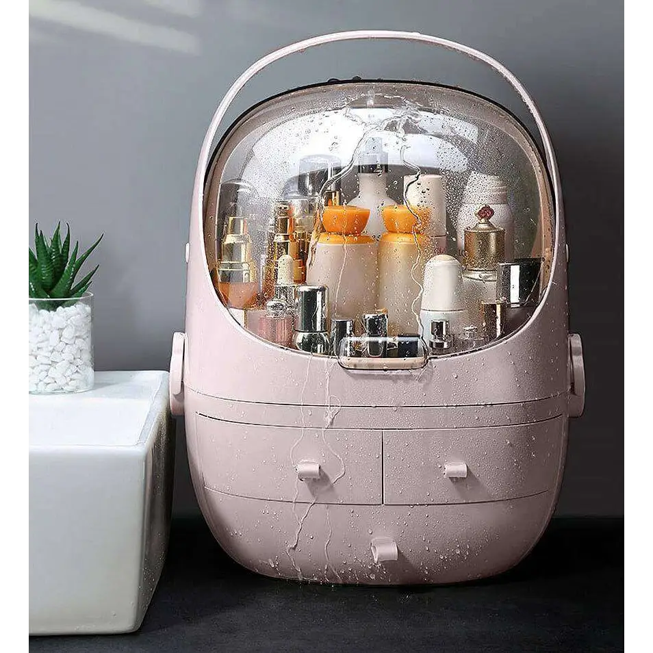 Gray Makeup Organizer with Waterproof Dust Proof Lid