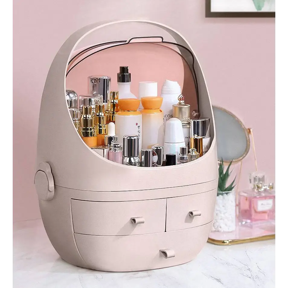 Gray Makeup Organizer with Waterproof Dust Proof Lid