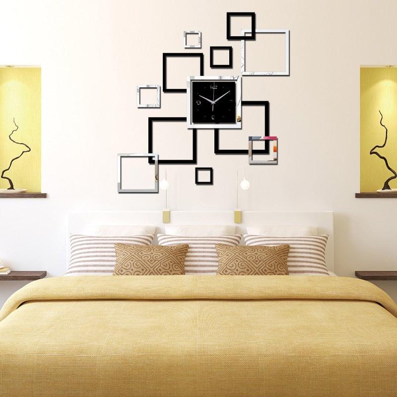 New Large Wall Clock Modern Design Acrylic Mirror