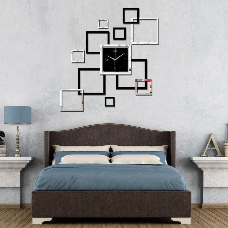 New Large Wall Clock Modern Design Acrylic Mirror