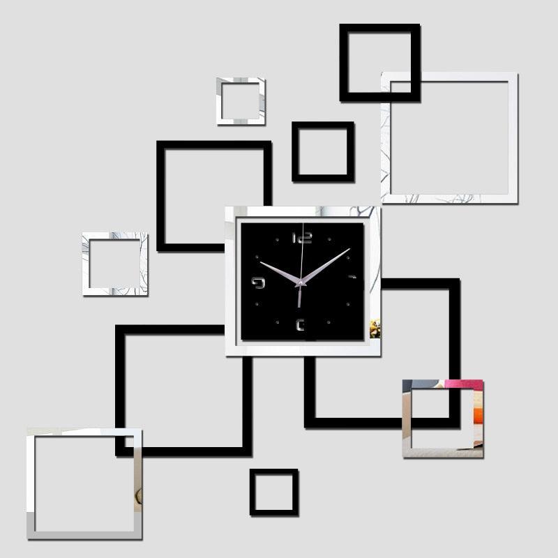 New Large Wall Clock Modern Design Acrylic Mirror