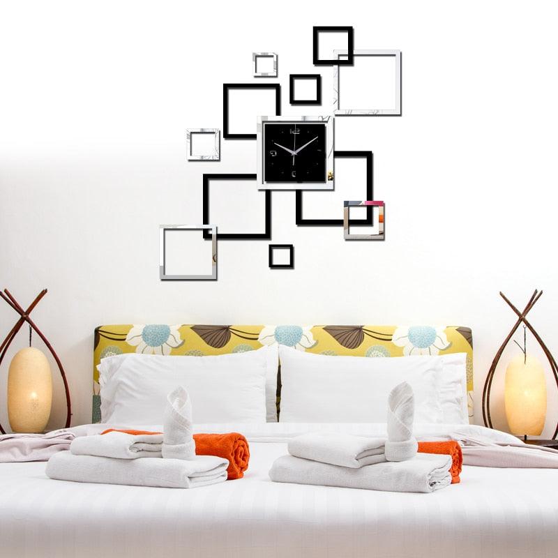 New Large Wall Clock Modern Design Acrylic Mirror
