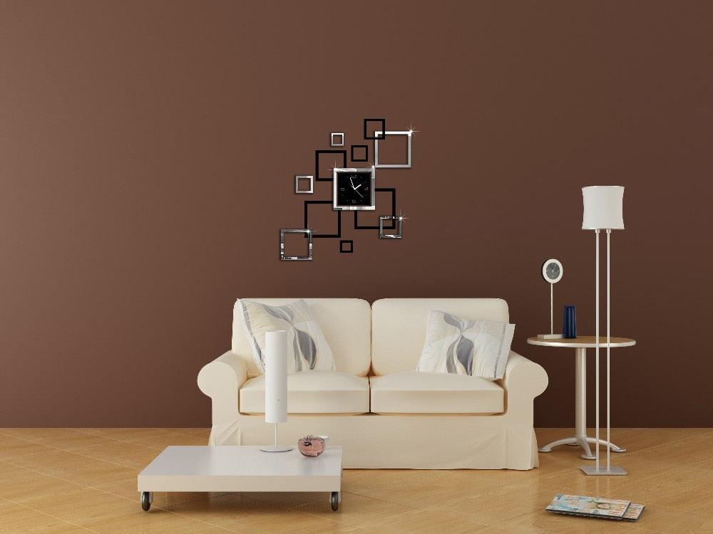 New Large Wall Clock Modern Design Acrylic Mirror